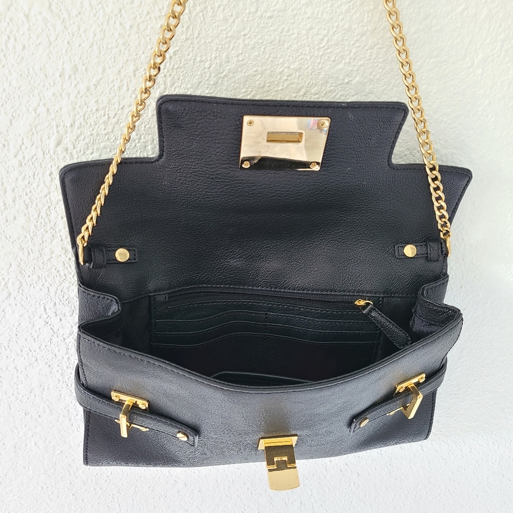 Michael Kors black leather shoulder bag with gold chain and hardware - Picture 3 of 7